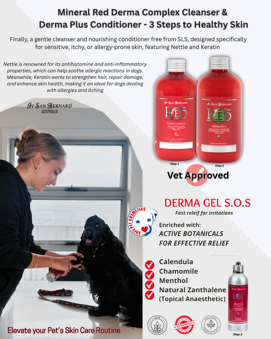 Mineral Red Bundle 10% off Derma Complex Cleanser, Derma Mask Conditioner & S.O.S Gel - Ultimate Pet Parent